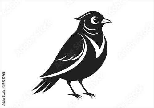 A minimalist, sleek bird silhouette in black and white, a visual testament to simplicity and elegance, with a focus on graphic design for various applications.