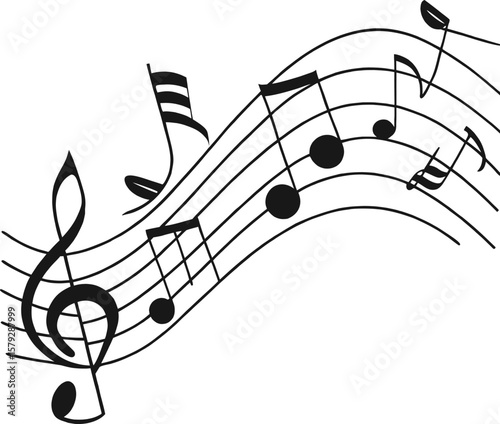 Vector illustration of musical notes, a symphony of sound and design