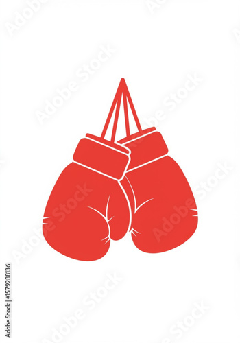 Red boxing gloves hanging illustration for sports and fitness themes