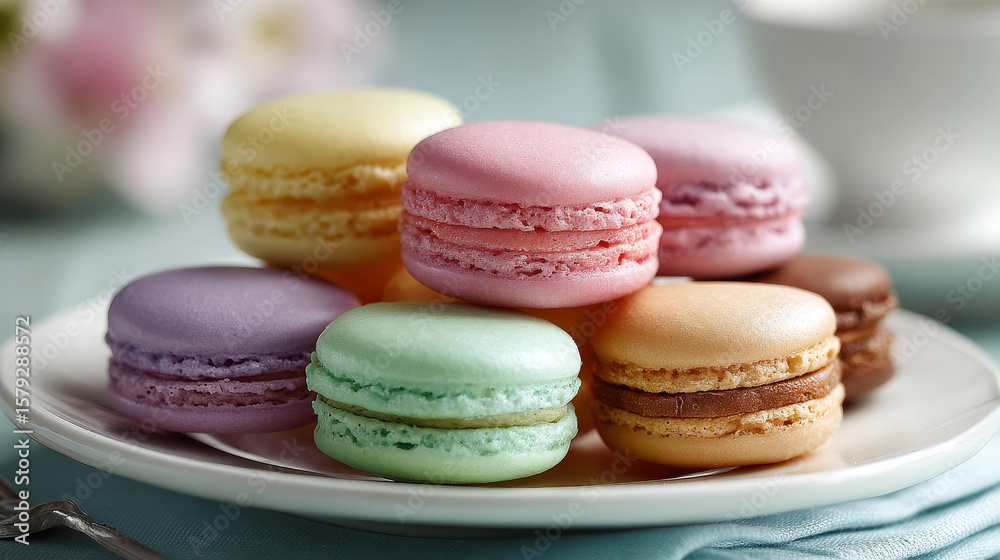 Obraz premium macaroons on a wooden table