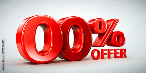 3d Rendering of A Red Percent Sign. Red Percent Symbol.