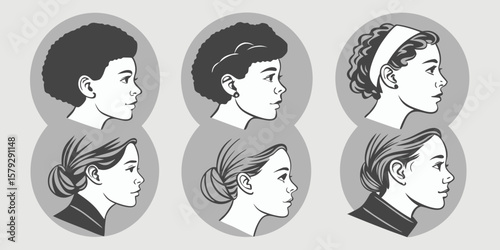  Collection of Diverse Female Profile Portraits