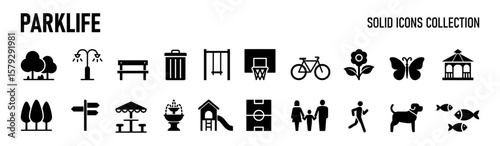 Park line icons. Siimple icon collection related to parklife and activities. Vector