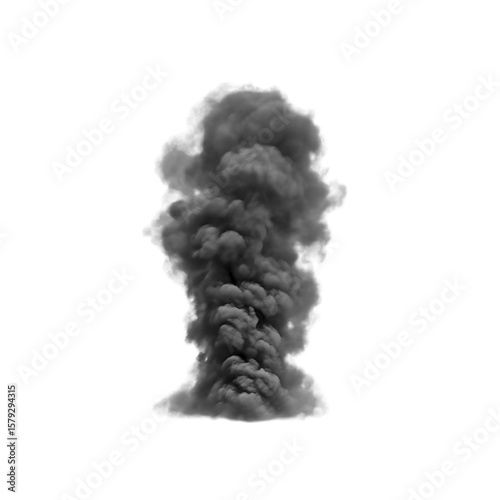 Dramatic Isolated Smoke Cloud against Black Backdrop Atmospheric Density and Texture Dense and Billowing Vaporous Plume Dark Gray Hues Create Ominous Presence Abstract Nature