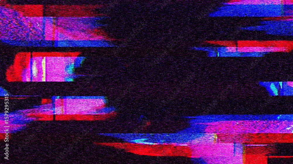 Naklejka premium Glitch camera effect. Retro VHS background. Old video template. No signal. Static TV noise, bad TV signal