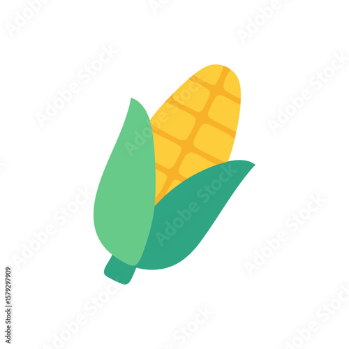 とうもろこしのベクターイラスト（ミニマル・フラット）｜Flat Minimal Vector Illustration of Corn