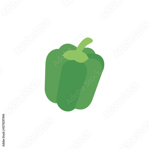 ピーマンのミニマルベクターイラスト｜Minimal Vector Illustration of Green Pepper