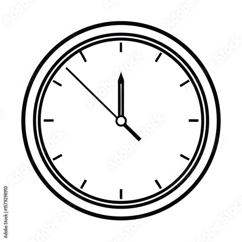 Isolated on white, this vector illustration of a round wall clock with a black dial and clear numbers symbolizes business, time, and precision, making it an ideal icon