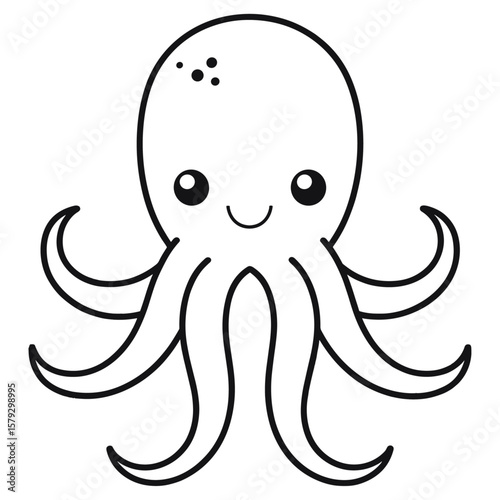 kraken head icon line art vector illustration on transparent background