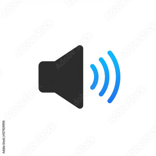 Modern speaker icon with blue sound waves emanating from the side