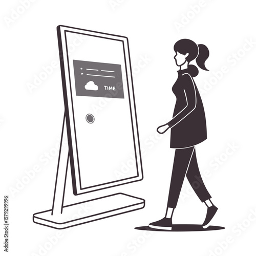 Black silhouette illustration of a person walking away from a gas pump nozzle at a fuel station