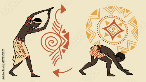 Tribal Warrior with Decorative Symbols Vector