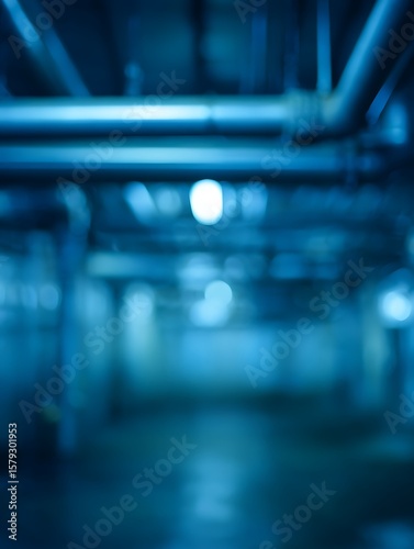 Abstract blue pipes and blurred background