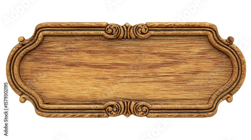 Wooden nameplate with custom engraving background isolated on a Transparent background, PNG file.