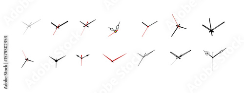 set on clock needle watch dial vector isolated on white