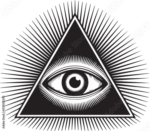 All Seeing Eye Pyramid Vector Illustration for Spiritual Symbolism