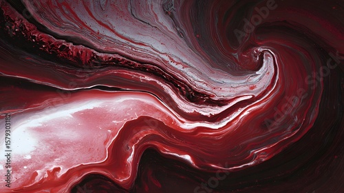 Swirling abstract background displays red and white color blending beautifully together in a fluid artistic motion.