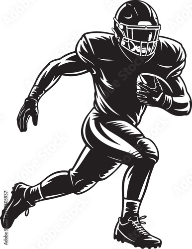 American Football Player Silhouette in Action Pose

Football Helmet and Ball Vector Design

Running Quarterback Silhouette for Sports Design

Black American Football Silhouette Illustration

Team Spor