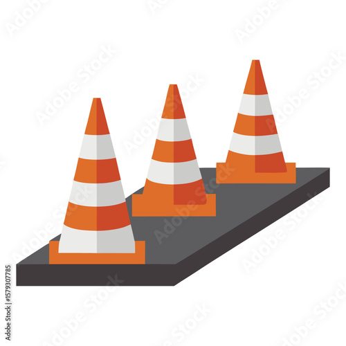 A detailed icon showing a row of cones forming a temporary barrier, traffic control.