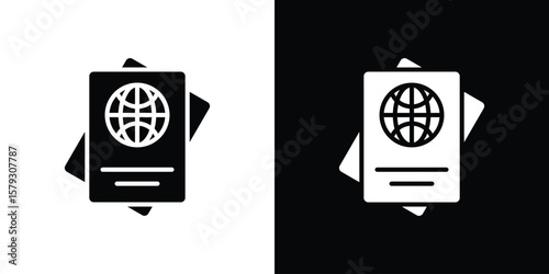 Fotografie Immigration icon collection - vector outline and silhouette