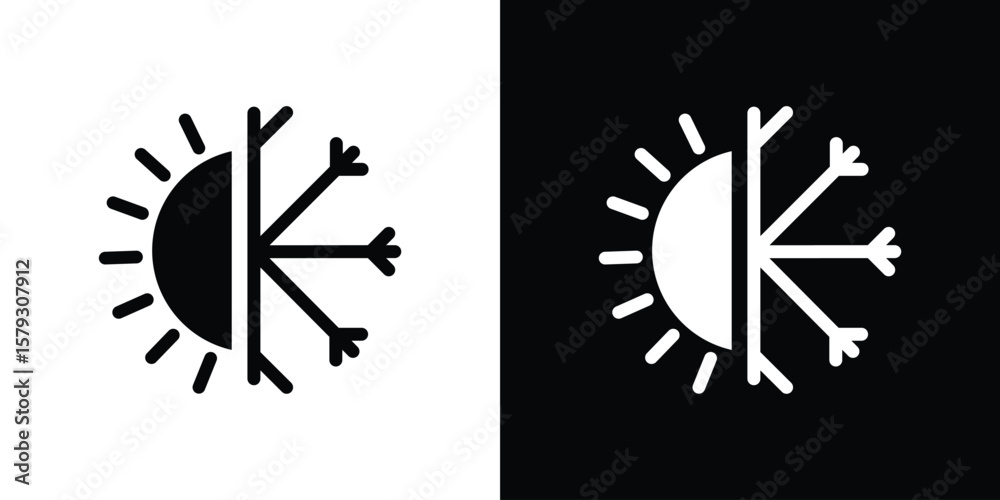 Ταπετσαρία Hot and cold icon collection - vector outline and silhouette