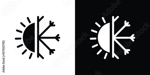 Photos Hot and cold icon collection - vector outline and silhouette