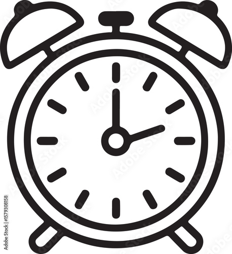 Alarm Clock Icon Vector Illustration Time Reminder Wake Up Call Morning Symbol
