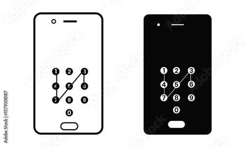 Locked phone, mobile phone password isolated on white background, PİN code icon, password sign design, pattern lock, security password vector illustration.