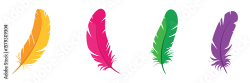Mardi Gras Feather Design Pack – Vector Art of Bright, Isolated Feathers Ideal for Party Decor, Carnival Graphics, or Festive Digital Projects

