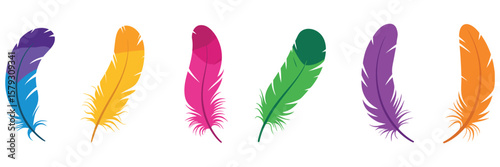 Mardi Gras Feather Vector Set – Isolated Festive Plumes in Colorful Carnival Style for Seasonal Design Projects and Decorative Art Needs