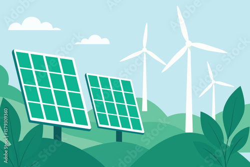 Renewable Energy Landscape Illustration

Solar Panels and Wind Turbines

Green Energy and Sustainable Future

Clean Power Generation Scene

Eco-Friendly Energy Solutions

Environmentally Friendly Powe