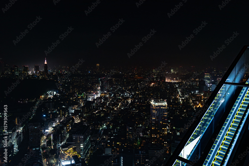 Obraz premium 渋谷スカイデッキからの夜景、東京の美しい夜景
