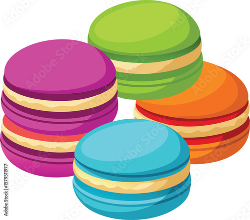 Beverage and Drink Delicious Colorful Macarons, Sweet French Pastry, Colorful Dessert, Bakery Treats, Sweet Confectionery, Tasty Macaroons, Exquisite...