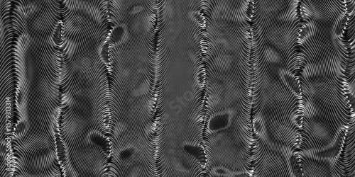 Abstract black and white wavy texture for modern art design. 3d render