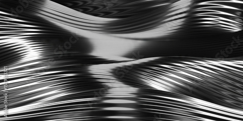 Abstract metallic waves pattern design for modern art and decoration. 3d render