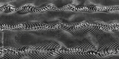 Futuristic metallic wave patterns for abstract design. 3d render