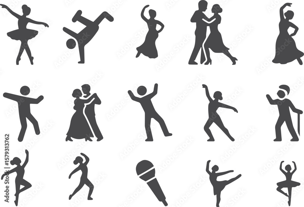 Naklejka premium Dancers performing various styles ballet ballroom