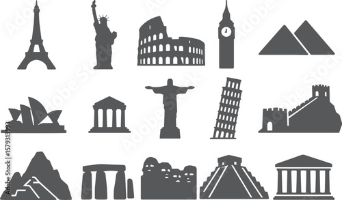 Famous landmarks world travel icons paris statue