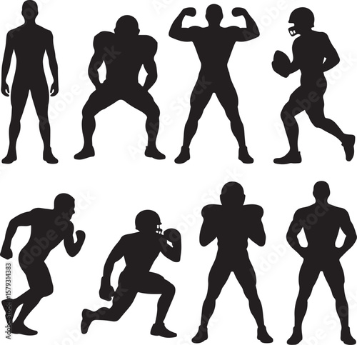 American Football Player Silhouette in Action Pose

Football Helmet and Ball Vector Design

Running Quarterback Silhouette for Sports Design

Black American Football Silhouette Illustration

Team Spor