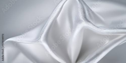 Abstract textured silver fabric close up