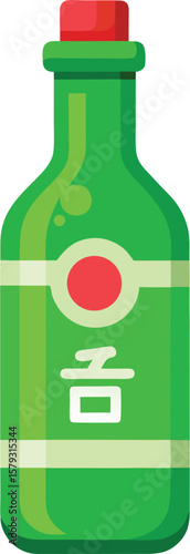 Fresh Bakery and Pastry Green Glass Bottle of Makgeolli, Traditional Korean Rice Wine, Asian Beverage, Drink, Alcohol, Boozy, Refreshing,...