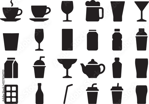 Various drink containers and cups glass beer