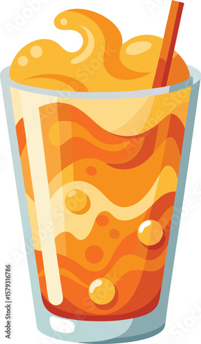 Refreshing Orange Creamsicle Smoothie in a Glass with Straw, Summer Drink Illustration, Vibrant and Delicious...