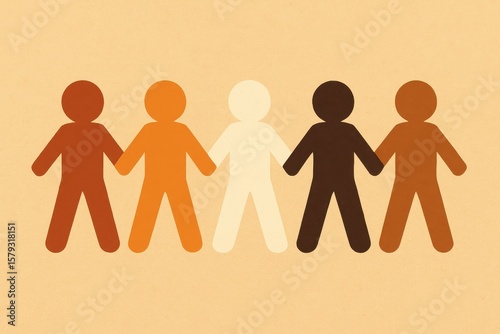 An Illustration of Paper Dolls Representing Racial Unity