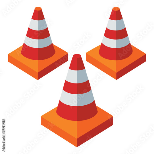 A set of four cones forming a square construction zone, defining an area for work or safety.
