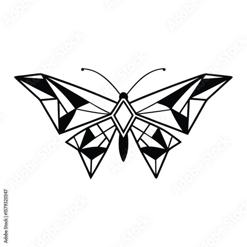 Origami paper art vector illustration of a butterfly on a white background
