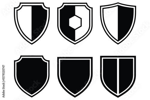 Shield emblems black white geometric crest heraldry