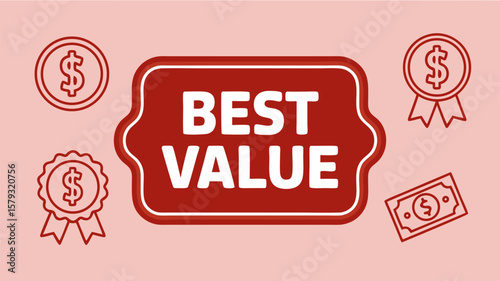 Best value concept with dollar symbols, a visual representation of affordability and discounts
