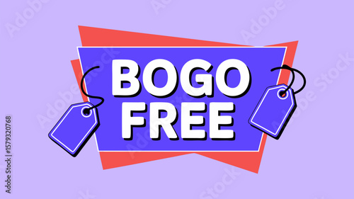 BOGO Free Sale Promotional Graphic with Price Tags for Marketing and Advertising Campaigns