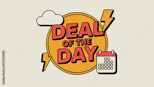 Daily deal advertising design with striking retro style elements and eye-catching visual marketing